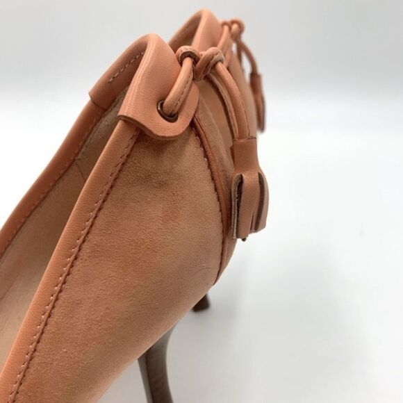 Auth NWT Giuseppe Zanotti TAK 90 Sandolo Peach Peep Toe Suede 4" Heels US 7.5B - Picture 9 of 16